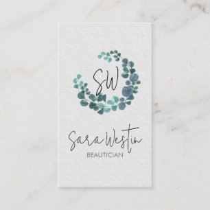 Beautician Flower Monogram Beauty Business Card