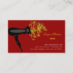 Beauticians Hair Dryer Blowing Florals Hair Salon Appointment Card