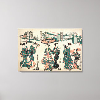 Beauties from Fukagawa. Triptych Canvas Print