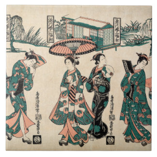 Beauties from Fukagawa. Triptych Tile