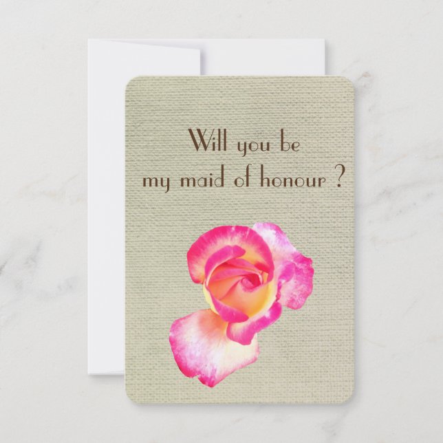 Beautif Rose Flower, Will you be my maid of honour Invitation (Front)