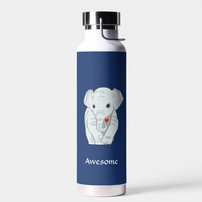 Beautifil Elephant on Blue Water Bottle (Left)