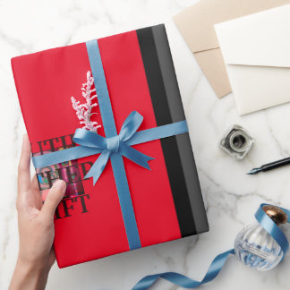 BEAUTIFL FATHER GIFT_LETTER _RED_BLACK_GRAY_ WRAPPING PAPER