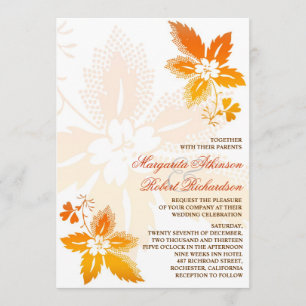 beautifu autumn leaves classic wedding invitations
