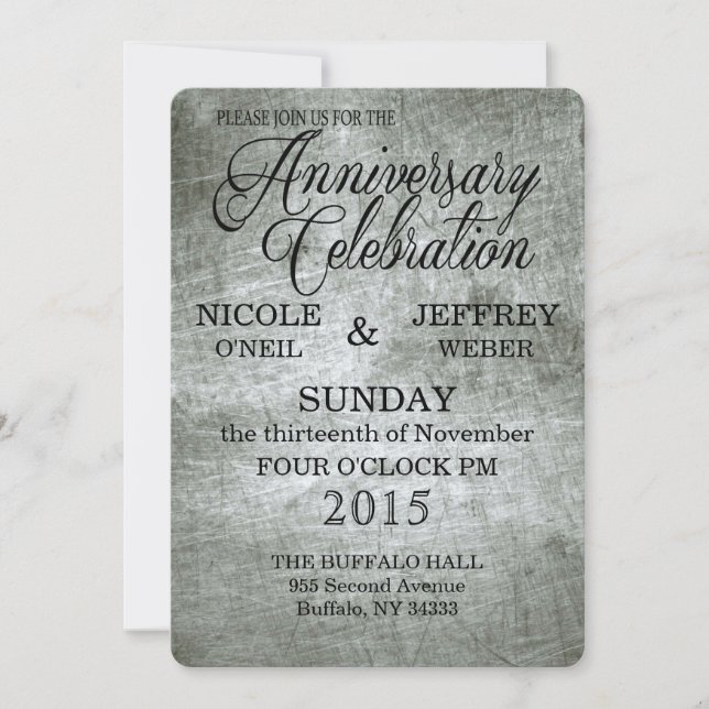 Beautiful 10 Year Tin Anniversary Invitation (Front)