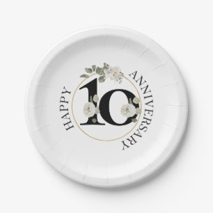 Beautiful 10th ANNIVERSARY  Paper Plate