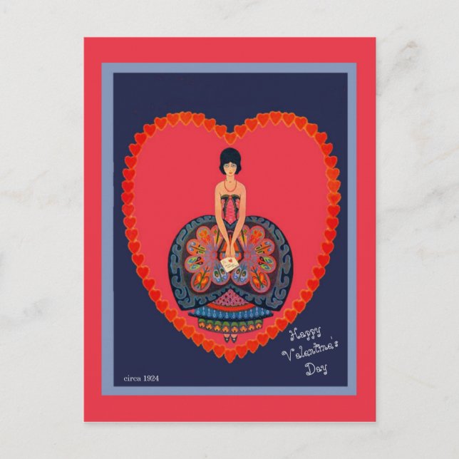 Beautiful 1920's Valentine Vintage Design copy Postcard (Front)