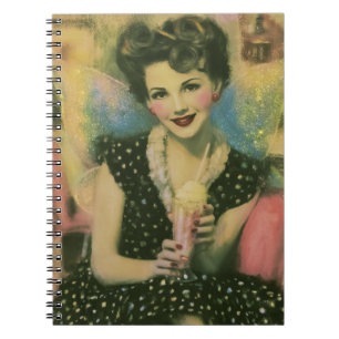 Beautiful 1950s Fairy at the Ice Cream Shop Notebook