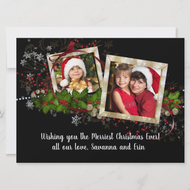 Beautiful 2 Photo Christmas Frames with Letter (Front)
