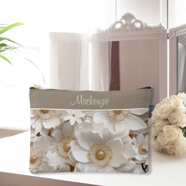 Beautiful 3D White Gardenia Wedding   Accessory Pouch (Creator Uploaded)