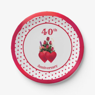 Beautiful 40th Anniversary Paper Plate