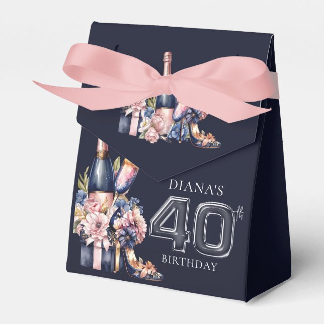 Beautiful 40th Birthday Personalised Favour Box (Front Side)