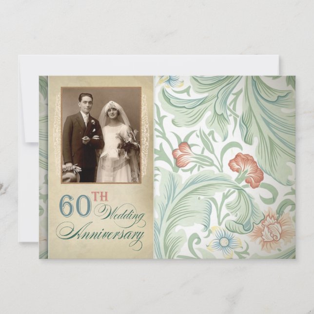 beautiful 60th wedding anniversary photo invites (Front)