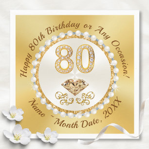 Beautiful, 80th Birthday Napkins, Personalised Napkin