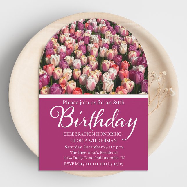 Beautiful 80th Birthday Party Tulip Fields Invitation (Creator Uploaded)