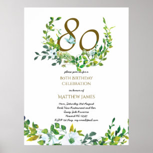 Beautiful 80th Birthday POSTER Template