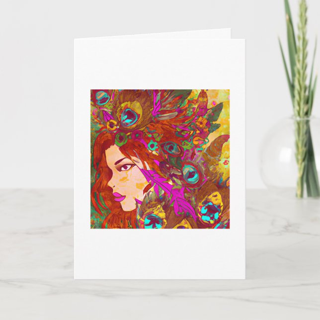 Beautiful Abstract Art | Women with Feathers Card (Front)