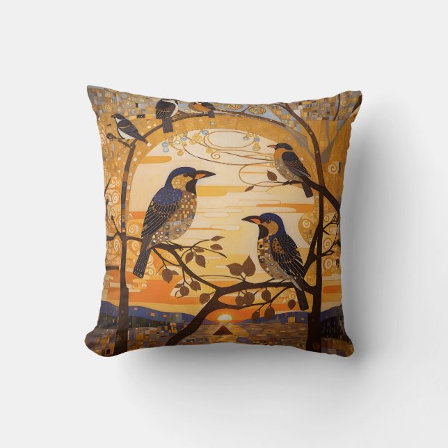 Beautiful Abstract Birds At Sunrise Decorative  Cushion (Front)
