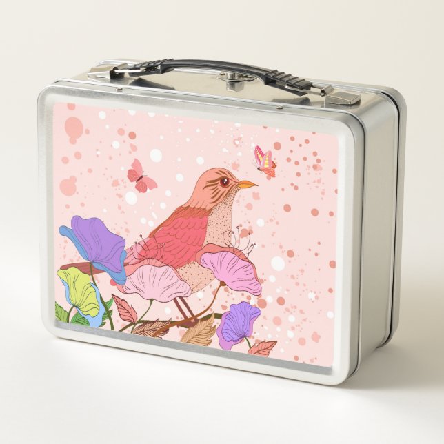 Beautiful Abstract Birds Metal Lunch Box (Back)
