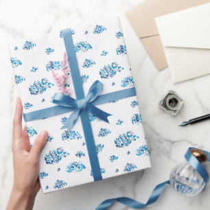 Beautiful abstract blue watercolor spots wrapping paper