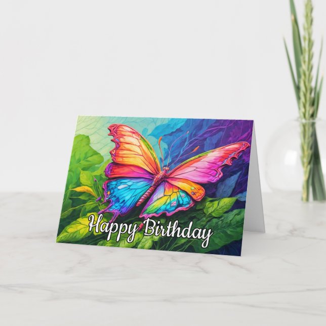 Beautiful Abstract Butterfly Happy Birthday Card (Front)