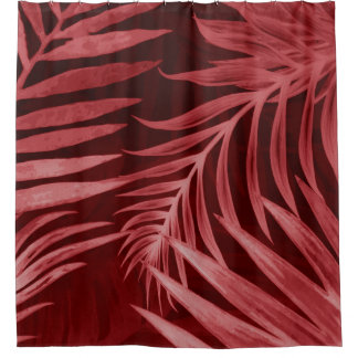 Beautiful abstract color pink and red flowers on b shower curtain