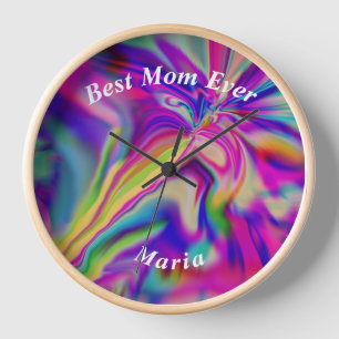 Beautiful Abstract Colourful Marble Liquified Clock