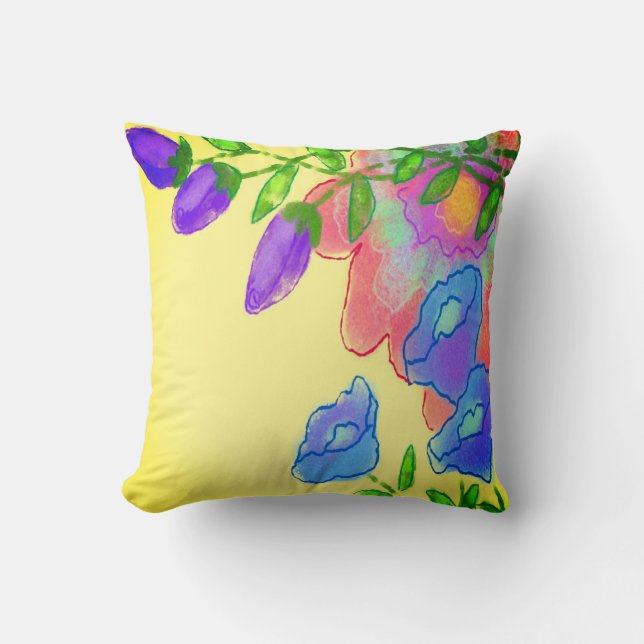 Beautiful Abstract Floral Art Cushion (Front)