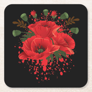 Beautiful Abstract Floral Sketch Coaster Set