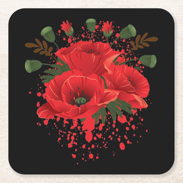 Beautiful Abstract Floral Sketch Coaster Set (Front)