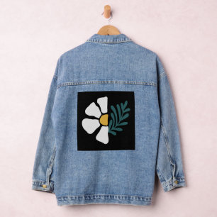 Beautiful abstract flower denim jacket