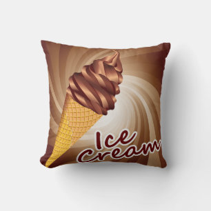 Beautiful Abstract Ice Cream Cone Throw Pillow