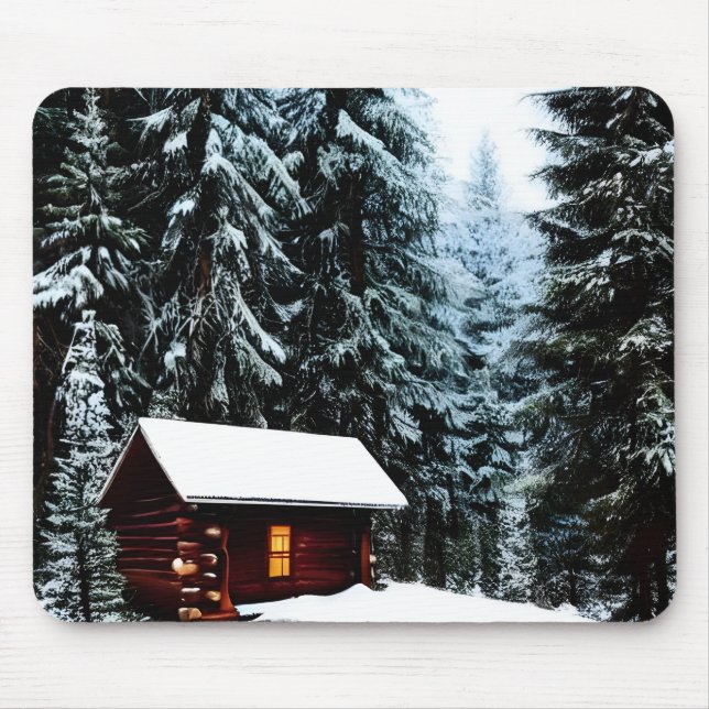 Beautiful Abstract Little winter Cabin Mouse Pad (Front)