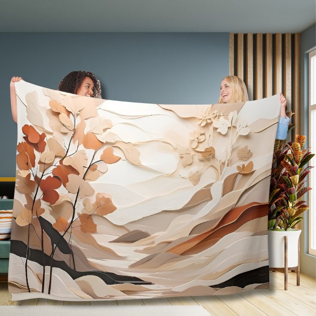 Beautiful Abstract Nature Neutral Colours Fleece Blanket (Creator Uploaded)
