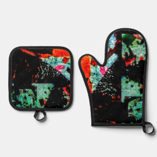 Beautiful abstract pot holder and oven mitt,Common Oven Mitt & Pot Holder Set