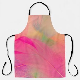 Beautiful abstract purple and blue feathers on whi apron