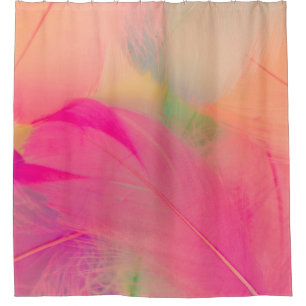 Beautiful abstract purple and blue feathers on whi shower curtain