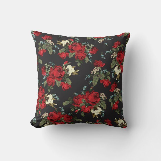 Beautiful Abstract Red Roses Cushion (Front)