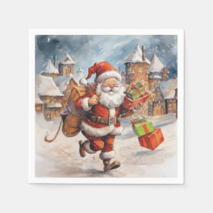 Beautiful Abstract Running Santa Claus Gifts Napkin