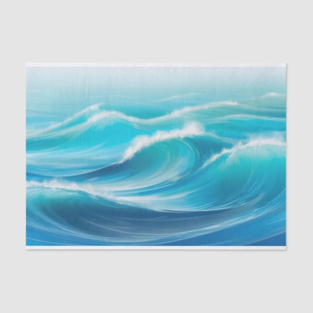 Beautiful Abstract Soft Blue Ocean Splash Waves  Tissue Paper (Front)