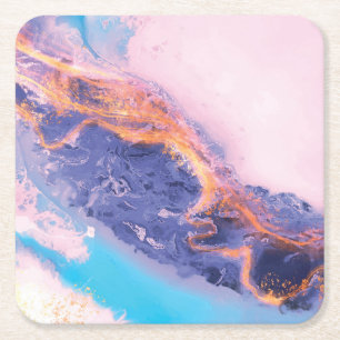 Beautiful Abstract Textured Watercolor Square Paper Coaster
