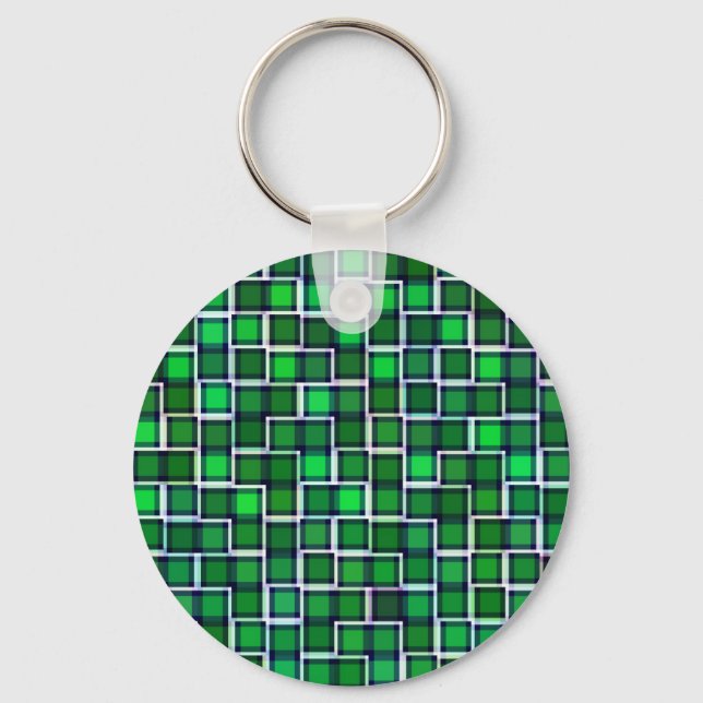 Beautiful Abstract Tile Pattern in Green Key Ring (Front)