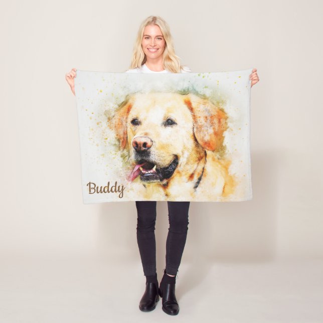 Beautiful Abstract Yellow Labrador Fleece Blanket (In Situ)
