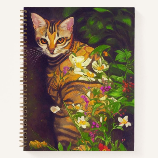 Beautiful Abyssinian Cat in a Midnight Garden   Notebook (Front)