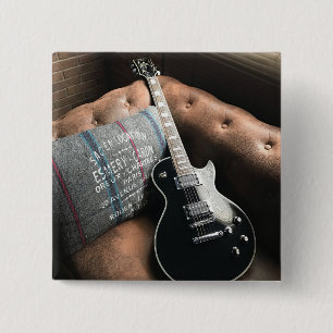 Beautiful Acoustic Guitar 15 Cm Square Badge