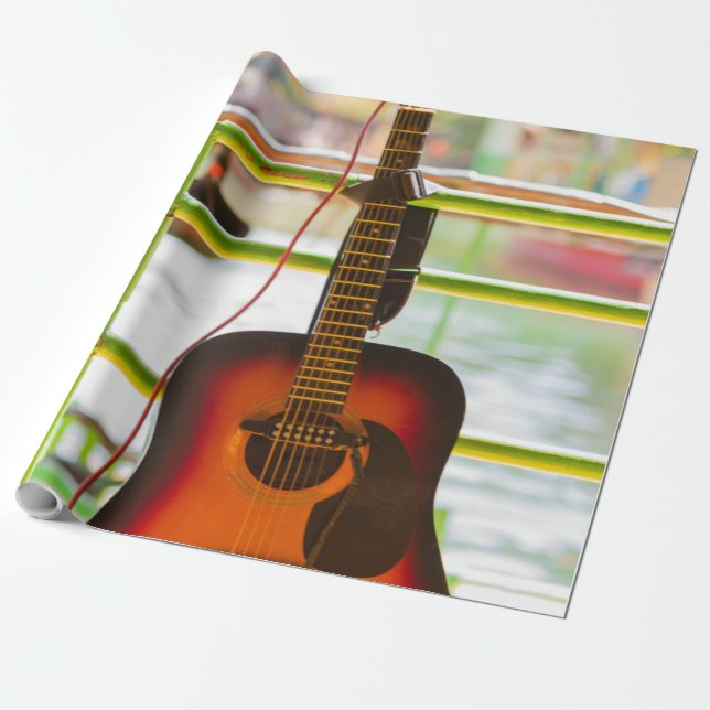 Beautiful Acoustic Guitar Wrapping Paper (Unrolled)