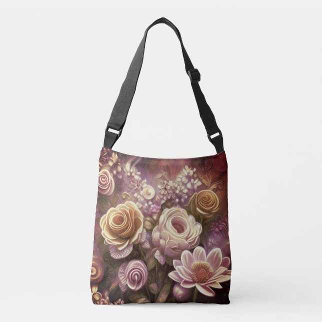Beautiful Acrylic Flower Pattern Crossbody Bag (Front)