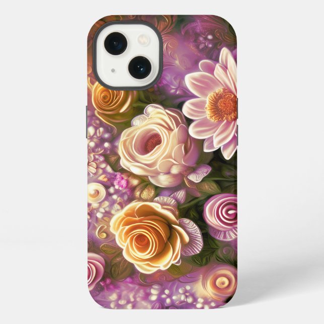 Beautiful Acrylic Flower Pattern iPhone Case (Back)