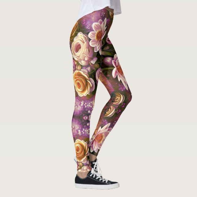 Beautiful Acrylic Flower Pattern Leggings (Right)