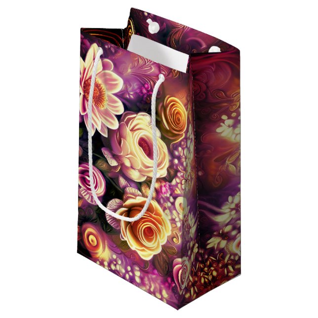 Beautiful Acrylic Flower Pattern Small Gift Bag (Front Angled)